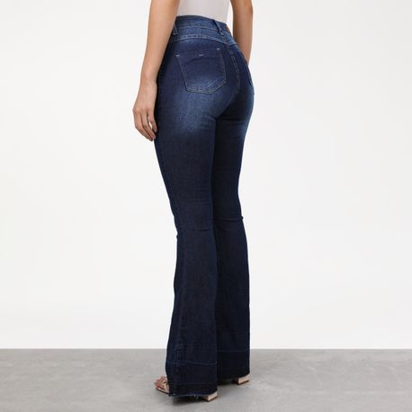 CALCA FLARE BARRA DESFEITA ESCURA 38963 JEANS 44