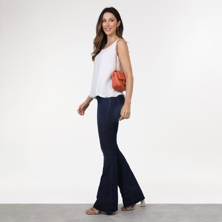 CALCA FLARE BARRA DESFEITA ESCURA 38963 JEANS 44