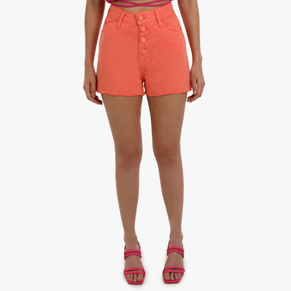 SHORTS SARJA COLOR BOTOES 100-080 LARANJA 36