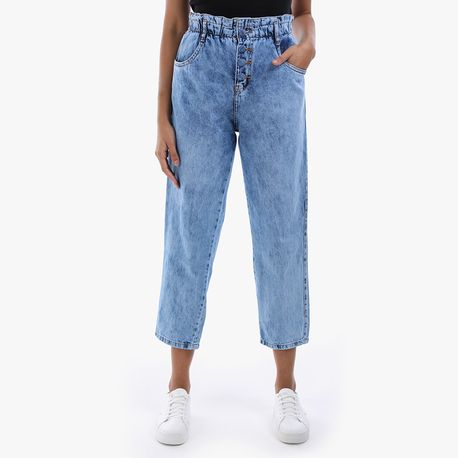CALCA MOM BOTAO ELASTICO 39748 JEANS 38