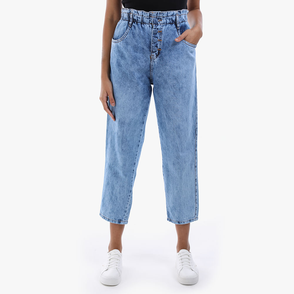 CALCA MOM BOTAO ELASTICO 39748 JEANS 38