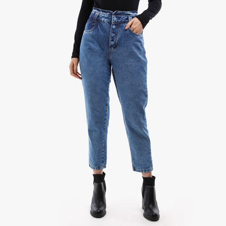 CALCA MOM 100% BOTAO ENCAPADO 269051 JEANS 36