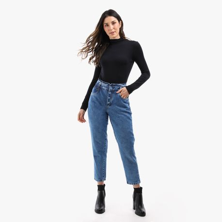 CALCA MOM 100% BOTAO ENCAPADO 269051 JEANS 36