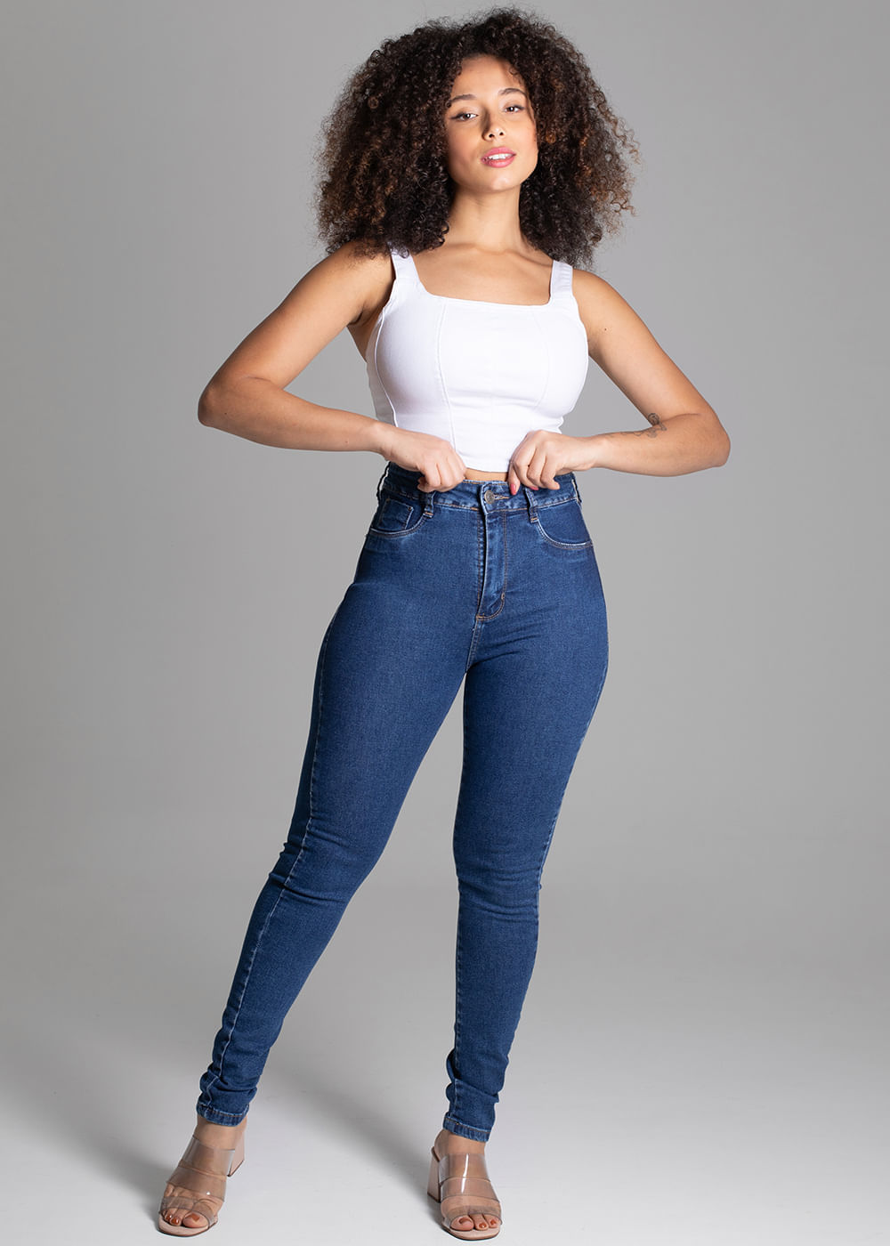 Calça jeans lipo levanta bumbum - R$ 145.00, cor Azul (cintura