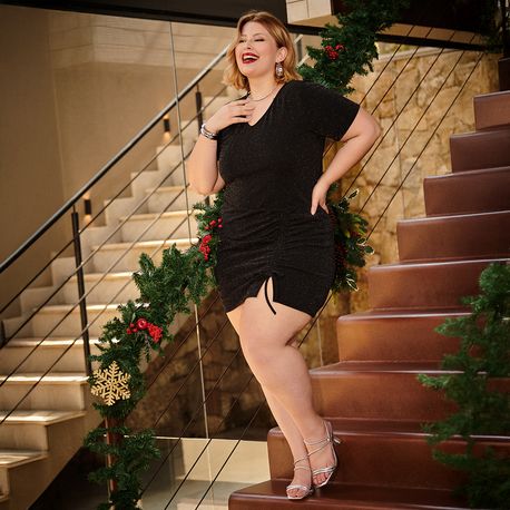 VESTIDO LUREX DET FRANZIDO 2101273 PRETO G1