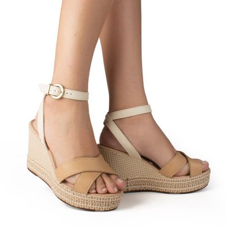 SANDALIA ANABELA Y8261 GRANOLA/CREAM 35