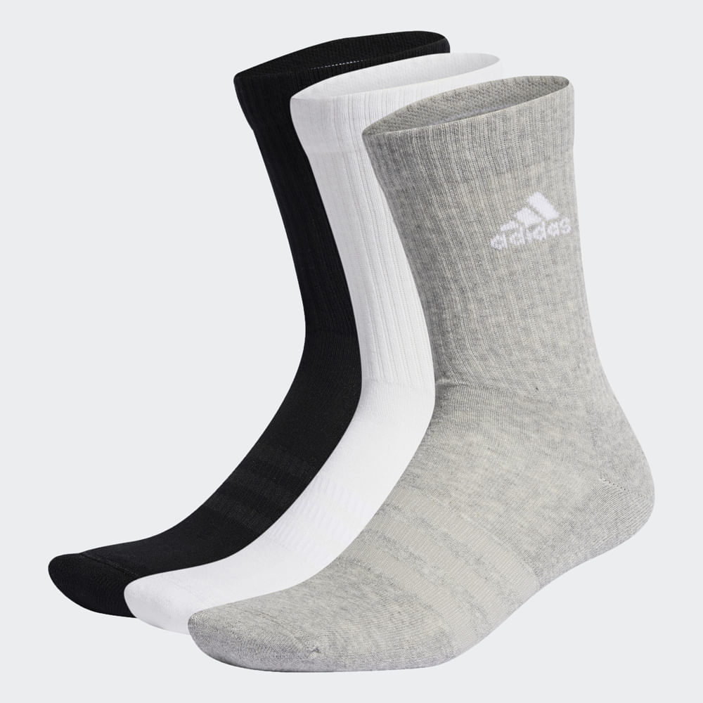 MEIA CANO ALTO 3 PARES IC1311 MEDIUM GREY HEATHER/WHT/BLK M