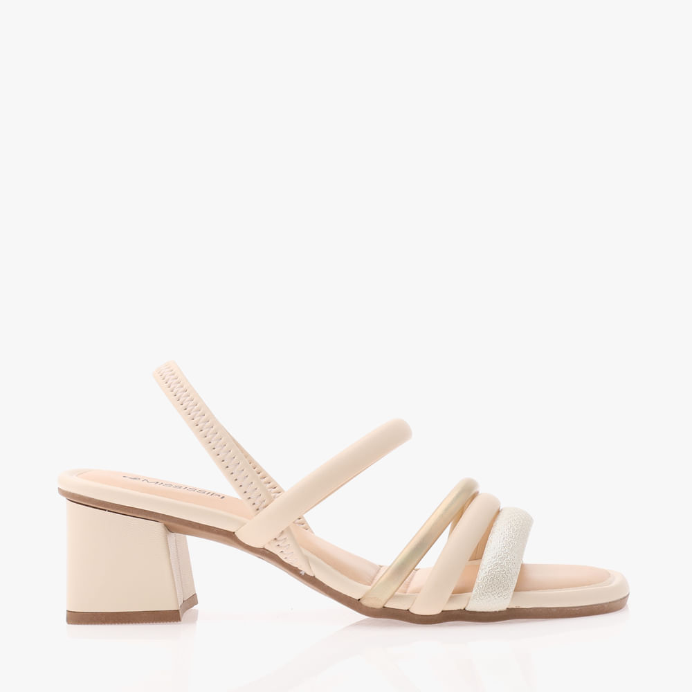SANDALIA SALTO 3 TIRAS MI263 0002-BAUNILHA 35