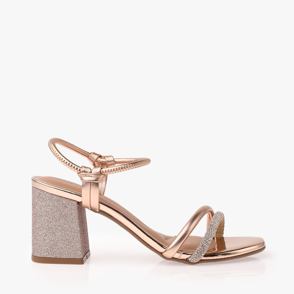 SANDALIA SALTO FESTA 8436213/F OURO ROSADO SILEVR/OURO ROSADO 35