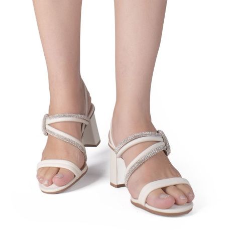 SANDALIA SALTO NO STRASS Y7891 CREAM 35