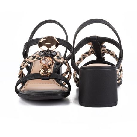 SANDALIA SALTO PEDRAS Y8211 PRETO 34
