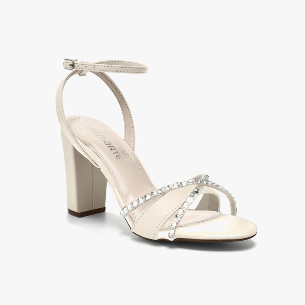 SANDALIA SALTO STRASS 142002 MARFIM NP 39
