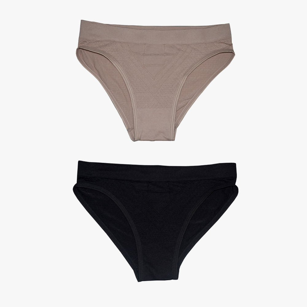 KIT DUO BIQUINI S/ COSTURA 5190 MOUSSE/PRETO P