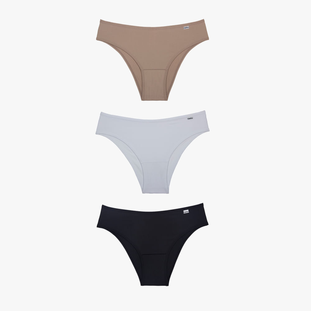 KIT 3 CALCINHA TANGA 52509 MOUSE/BRANCO/PRETO P