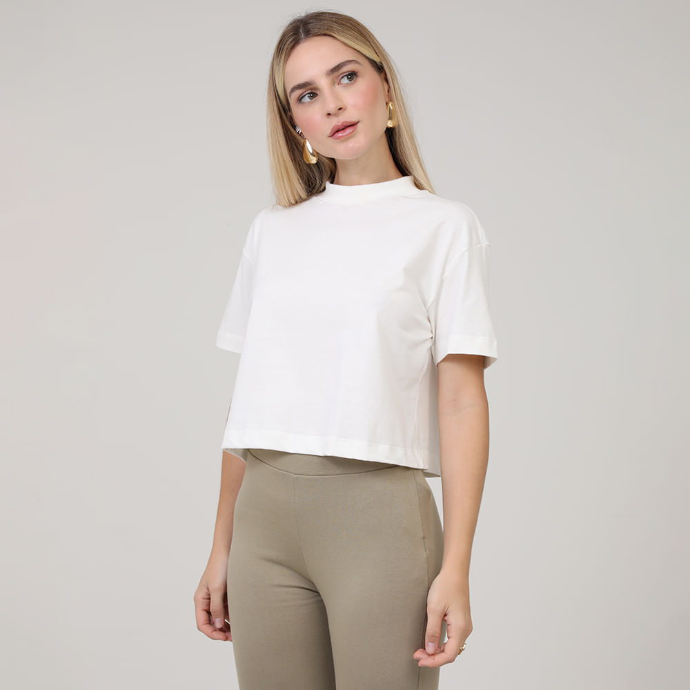 BLUSA MC CROPPED GOLA ALTA MEIA MALHA 119449 OFF WHITE P