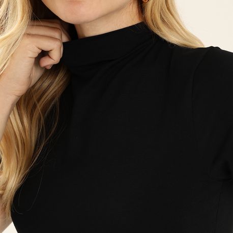 BLUSA MC VISCOSE C/ GOLA CROPPED 665 PRETO M