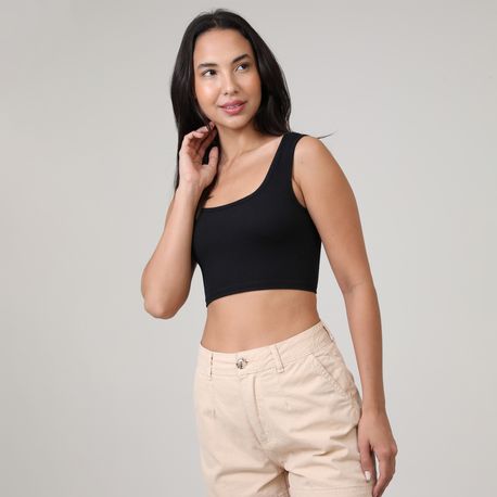 TOP CROPPED ALCA POLIAM 3539T PRETO P