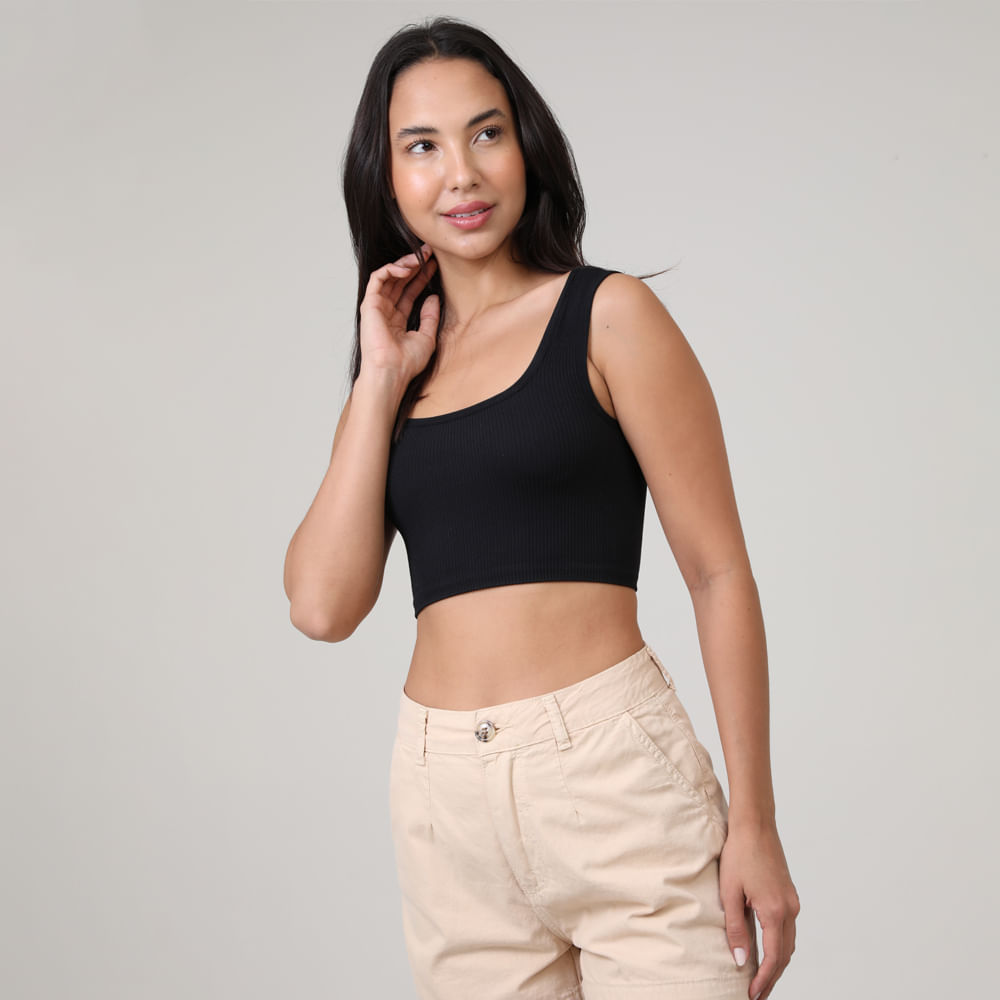 TOP CROPPED ALCA POLIAM 3539T PRETO P