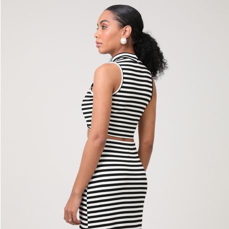 CROPPED ALTERNECK RECORTE CANEL LISTRA 230305 PRETO P