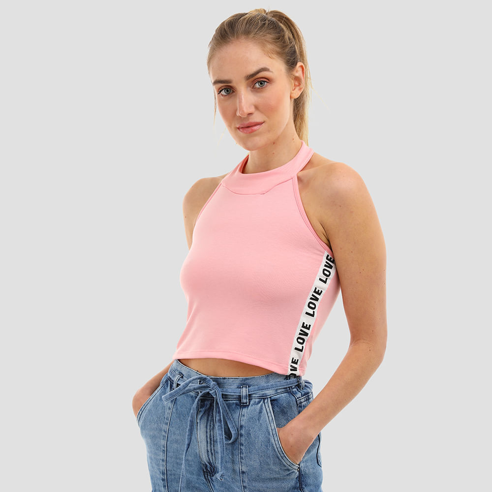CROPPED ALTERNECK FAIXA LOVE 1005131 ROSE G