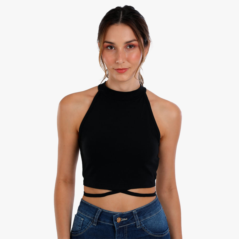 CROPPED ALTERNECK AMARRACAO COTTON 103090 PRETO G