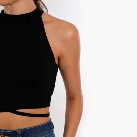 CROPPED ALTERNECK AMARRACAO COTTON 103090 PRETO G