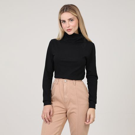 BLUSA ML RIB LARGA GOLAO E PUNHO 73 0 09 PRETO P
