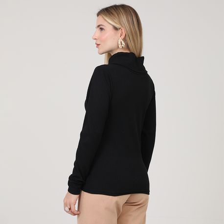 BLUSA ML RIB LARGA GOLAO E PUNHO 73 0 09 PRETO P