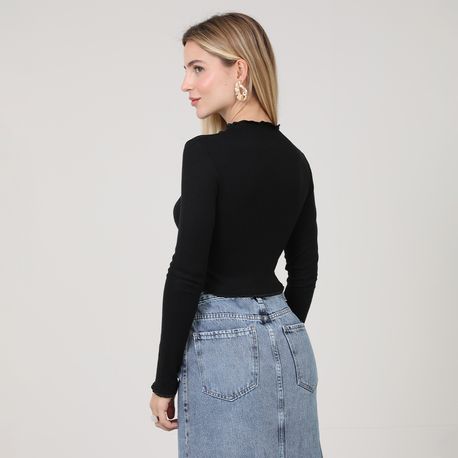 BLUSA ML CROPPED FRUFRU GOLA 03 0 15 PRETO M