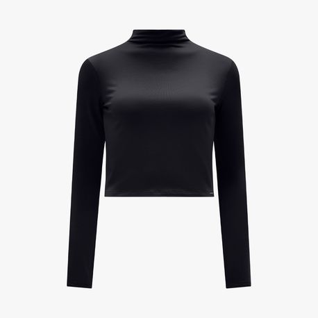 BLUSA CROPPED ML VISCOSE C/ GOLA 087 PRETO P