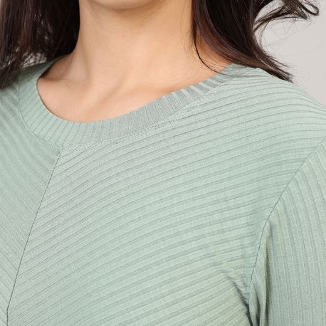 BLUSA ML CROPPED RIB RECORTE 220761 VERDE P