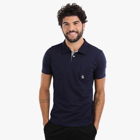 POLO BASICA MALHA C/ BOLSO P202 MARINHO P