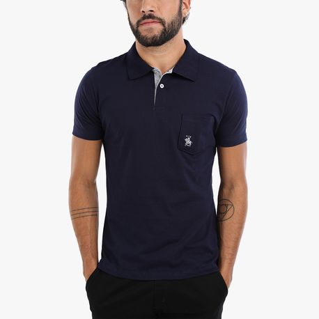 POLO BASICA MALHA C/ BOLSO P202 MARINHO P