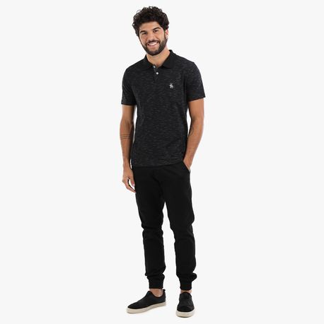 POLO BASICA JET COM BORDADO P221 PRETO P
