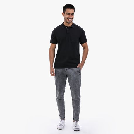 POLO BASICA PIQUET COM BORDADO P206 PRETO P