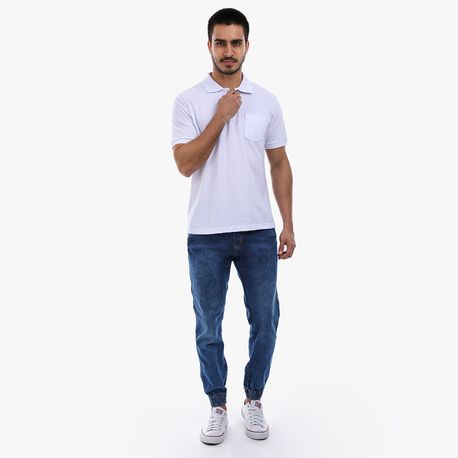 POLO BASICA PIQUET COM BORDADO P206 BRANCO P