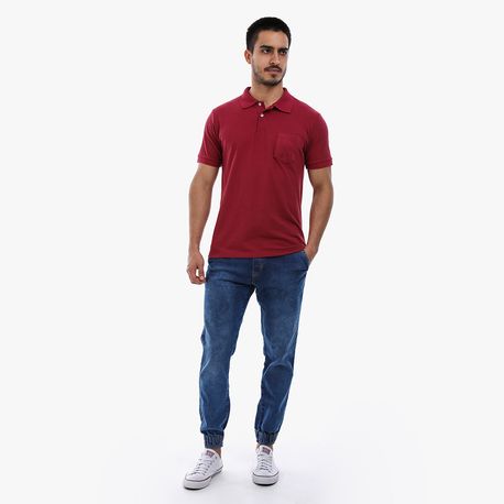 POLO BASICA PIQUET COM BORDADO P206 BORDO P