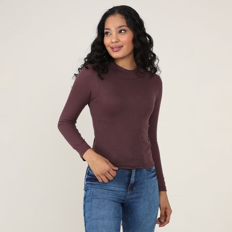 BLUSA ML ALTERNECK CANELADA 800 MARROM P