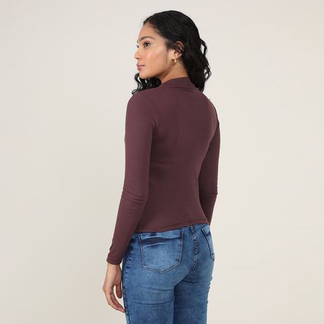BLUSA ML ALTERNECK CANELADA 800 MARROM P