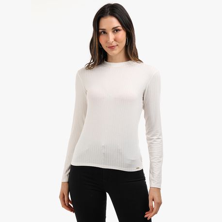 BLUSA ML CANELADA GOLA ALTA 342 OFF WHITE P