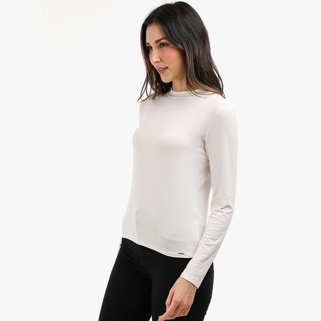 BLUSA ML CANELADA GOLA ALTA 342 OFF WHITE P