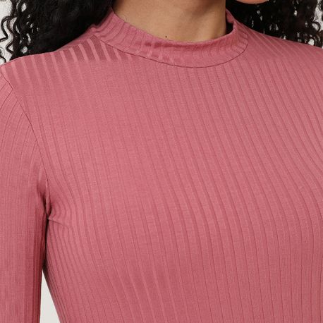 BLUSA ML CANELADA GOLA ALTA 342 ROSE P
