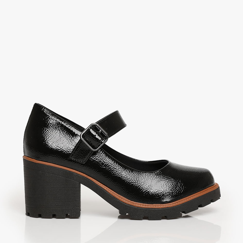 SAPATO SALTO BONECA SD64610270 PTO VZ SHOW/CARAMELO VIRA/PTO FIVELA 34