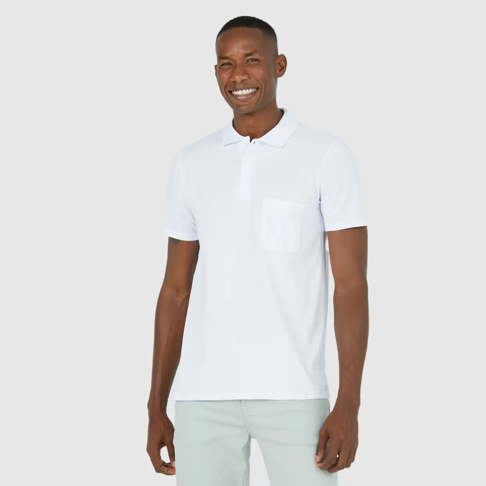 POLO BASICA C/BOLSO PIQUET STRECH 1000004427 BRANCO P