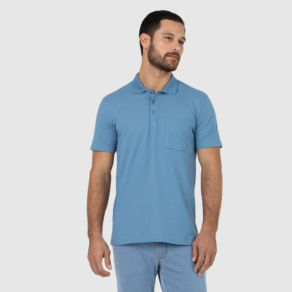 POLO BASICA C/BOLSO PIQUET STRECH 1000004427 AZUL P