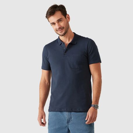 POLO BASICA C/BOLSO PIQUET STRECH 1000004427 MARINHO P