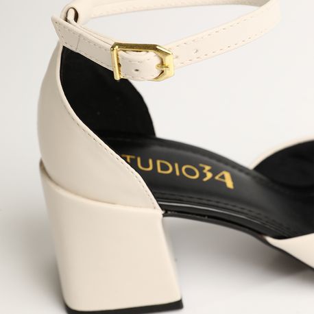 SAPATO SAIA E BLUSA SD94111359 PTO VZ/OFF WHITE NP/DOURADA FIVELA 34