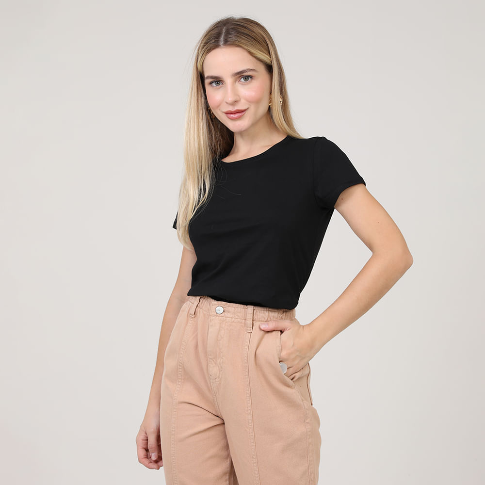 BLUSA MC BABY LOOK BASICA 004499 PRETO XGG