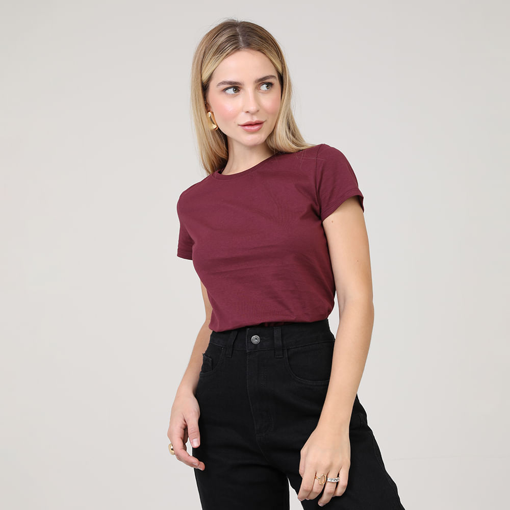 BLUSA MC BABY LOOK BASICA 004499 VINHO P