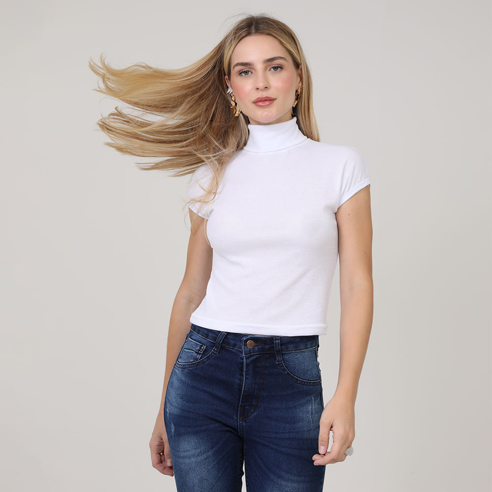 BLUSA MC GOLAO ZARA 03 3 70 BRANCO GG